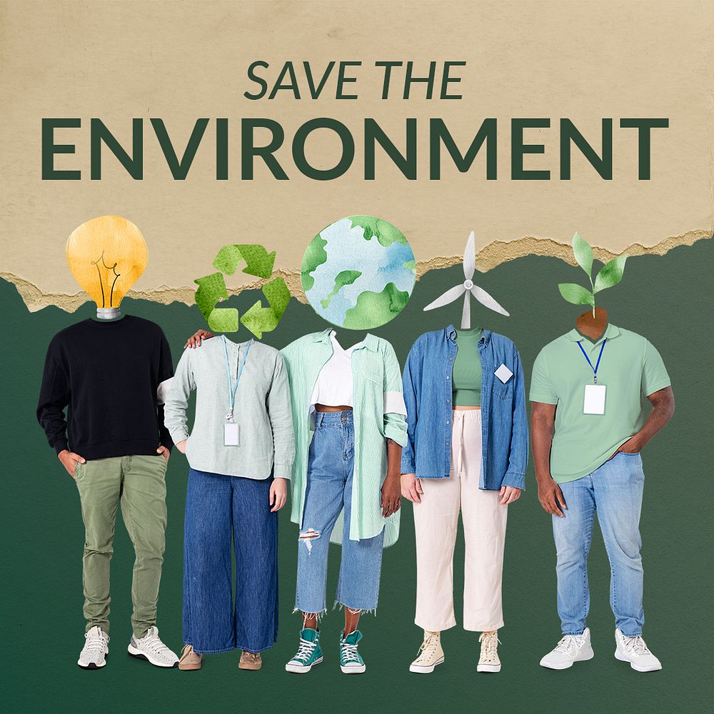 Environment Instagram post template, save the world remixed media  psd