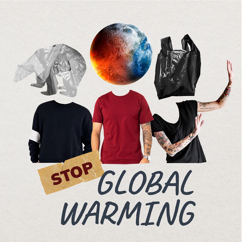 Global warming Instagram post template, environment remixed media psd