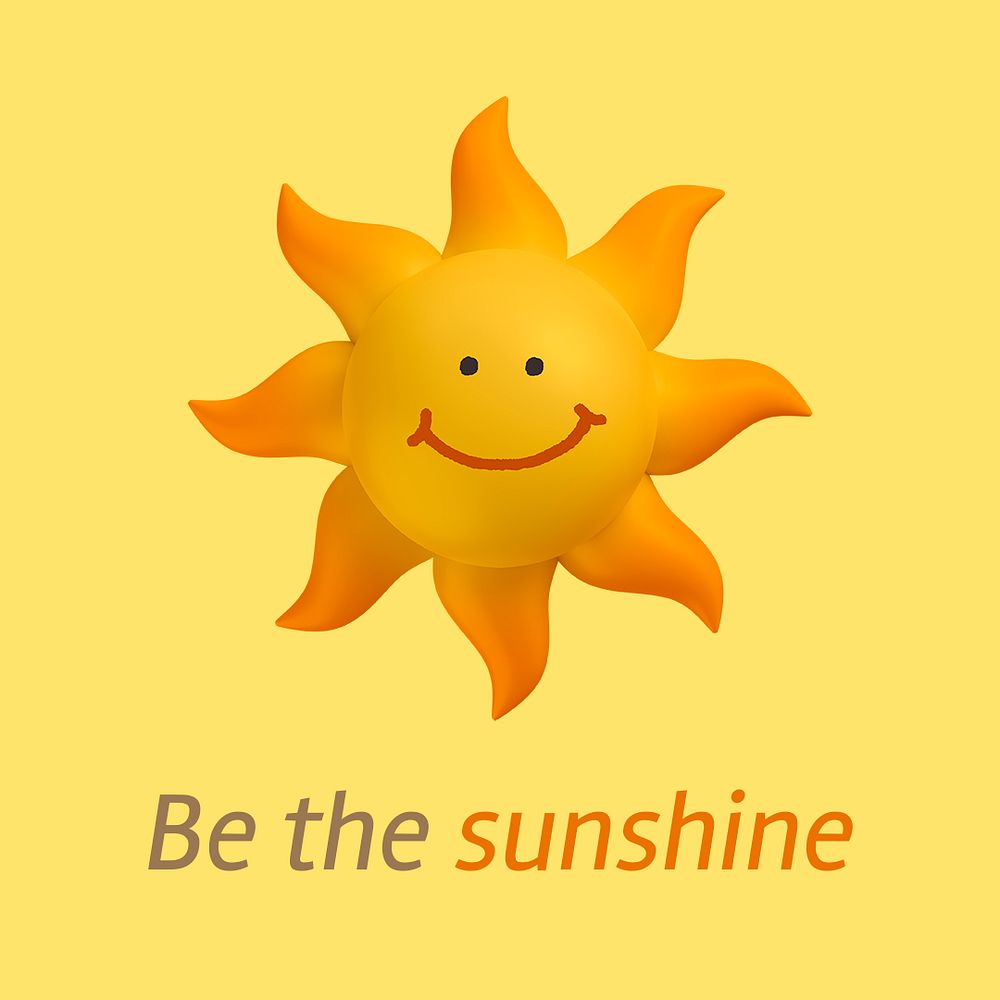 Smiling sun Instagram post template, 3D illustration psd