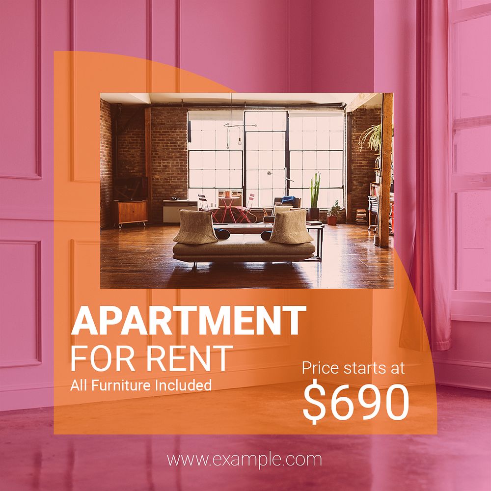 Apartment rental Instagram post template, editable ad design psd