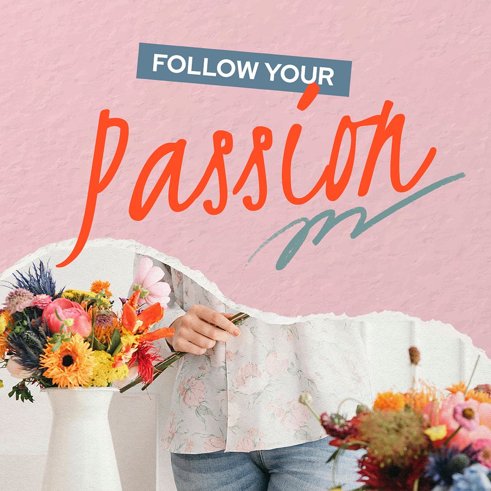 Florist Instagram post template, flower vase photo psd