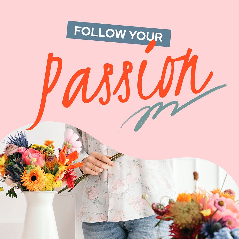 Florist Instagram post template, flower vase photo psd