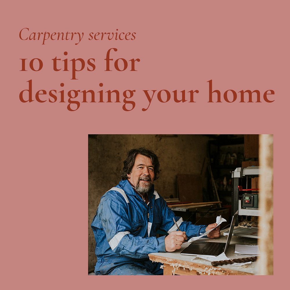 Carpentry services Instagram post template, pink design psd