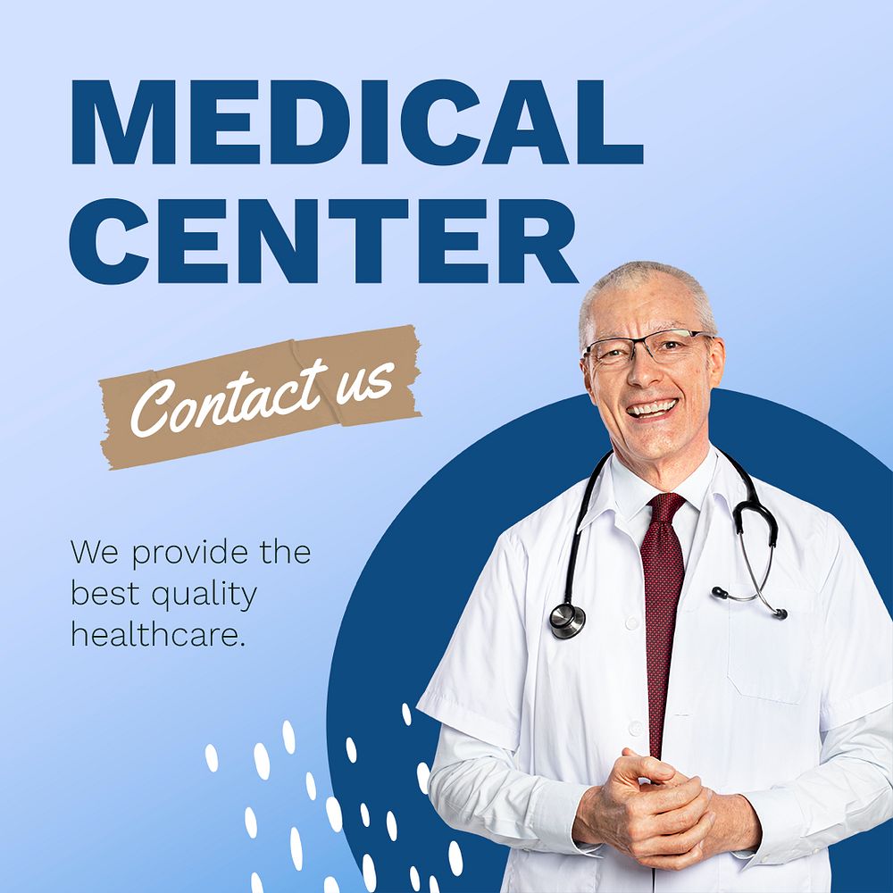 Medical center template social media post, healthcare campaign psd