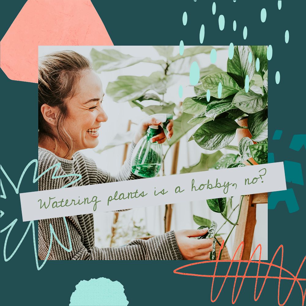 Plant shop Instagram post template, editable hobby design psd