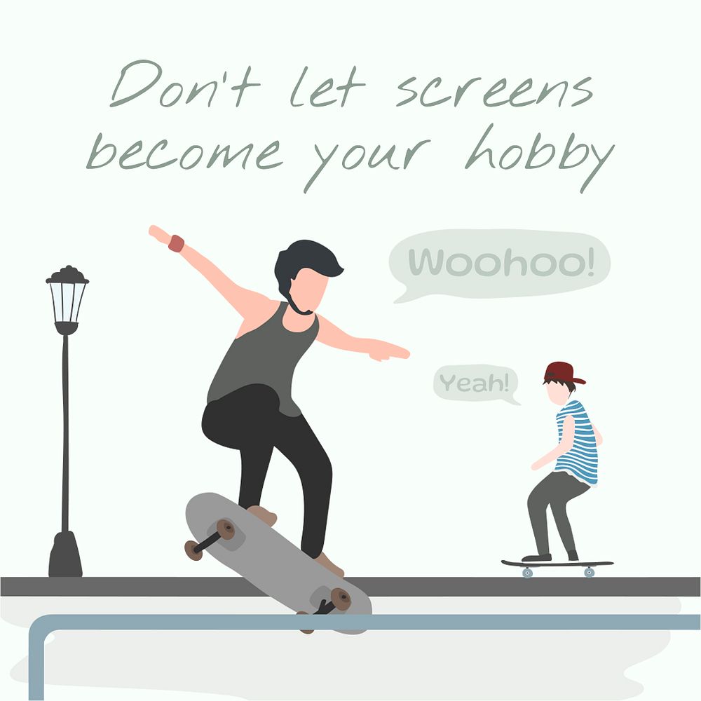Skateboarder Instagram post template, editable hobby design psd