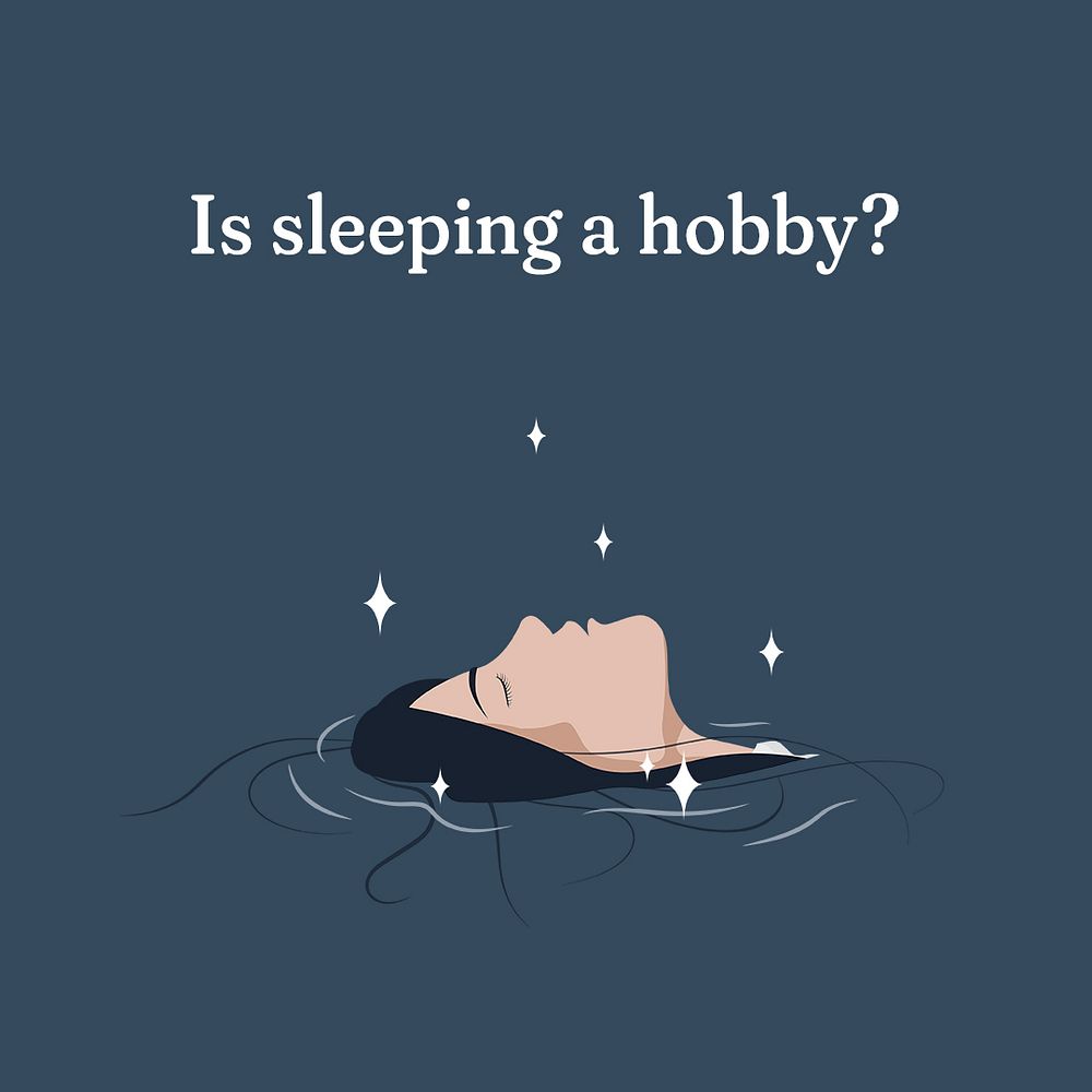 Sleeping hobby Instagram post template, aesthetic design psd