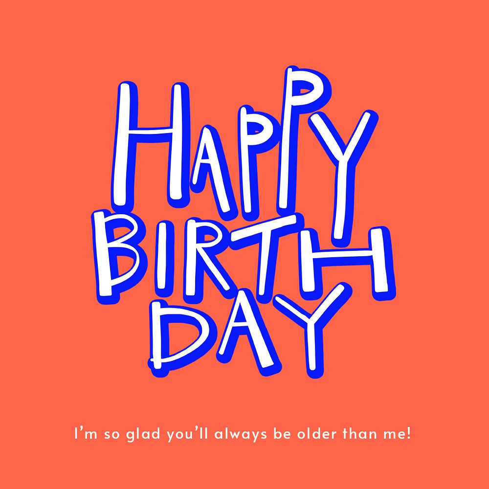 Birthday greeting Instagram post template, colorful typography psd