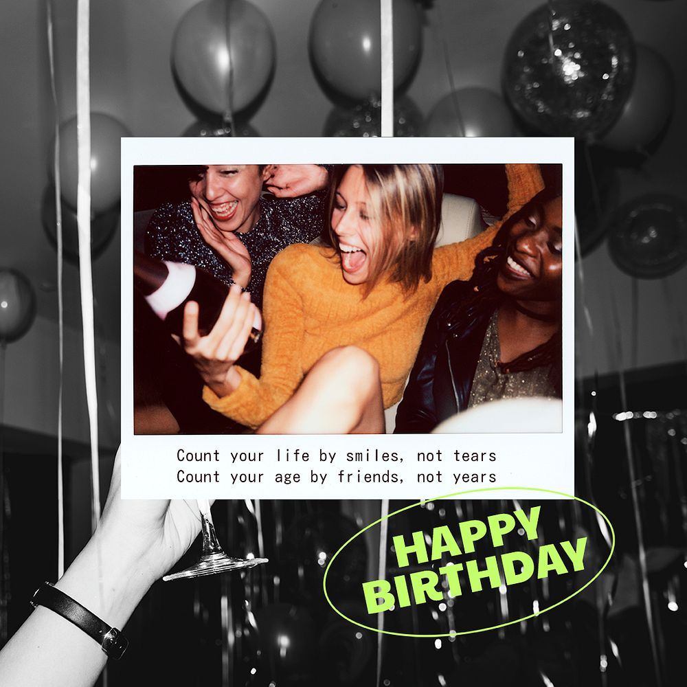 Birthday party Instagram post template, celebration photo psd