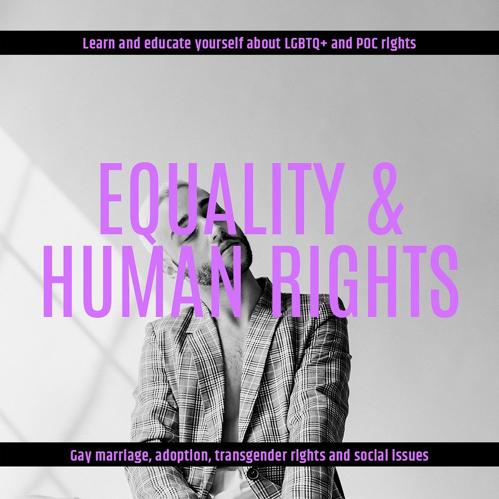 Human rights Instagram post template, LGBTQ, equality campaign psd
