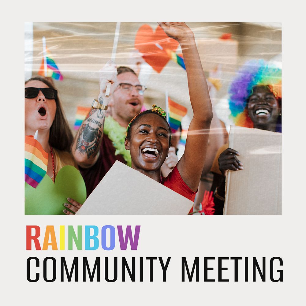 Rainbow community Instagram post template, gay pride celebration psd