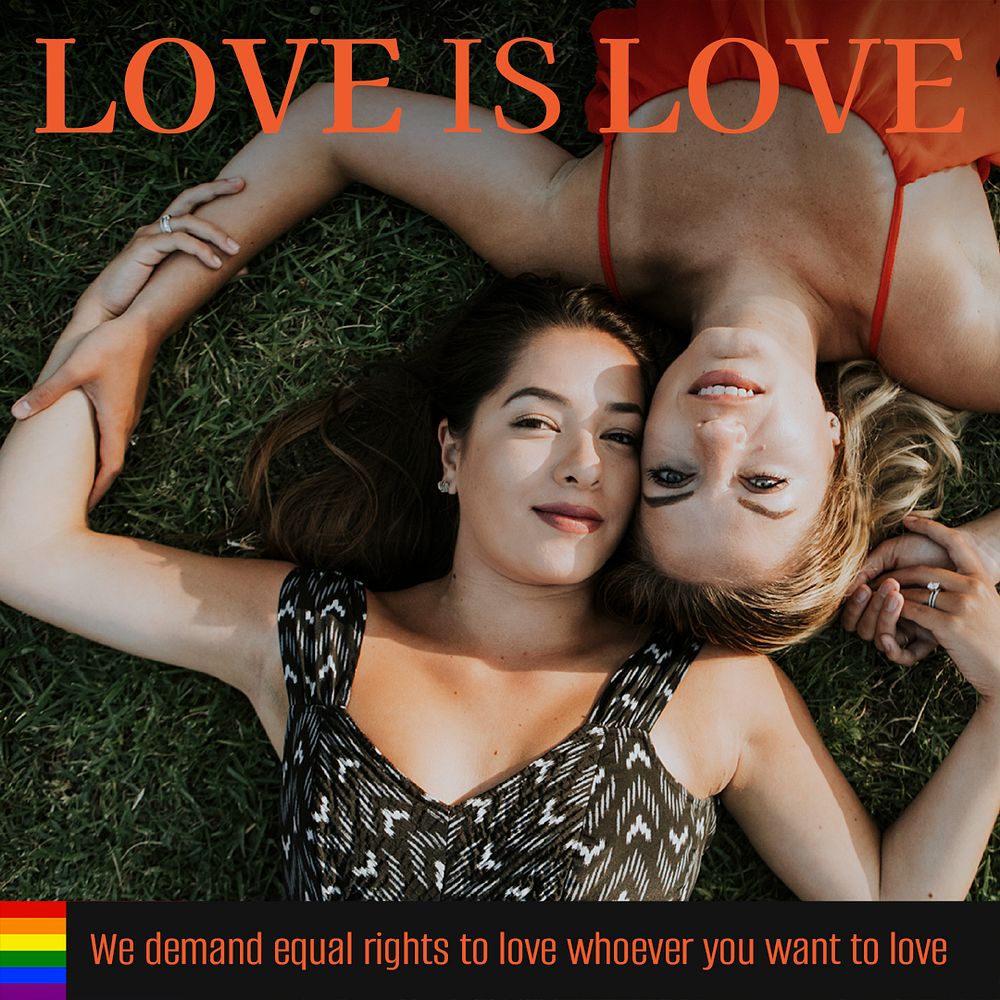 LGBTQ love Instagram post template, Pride Month celebration psd