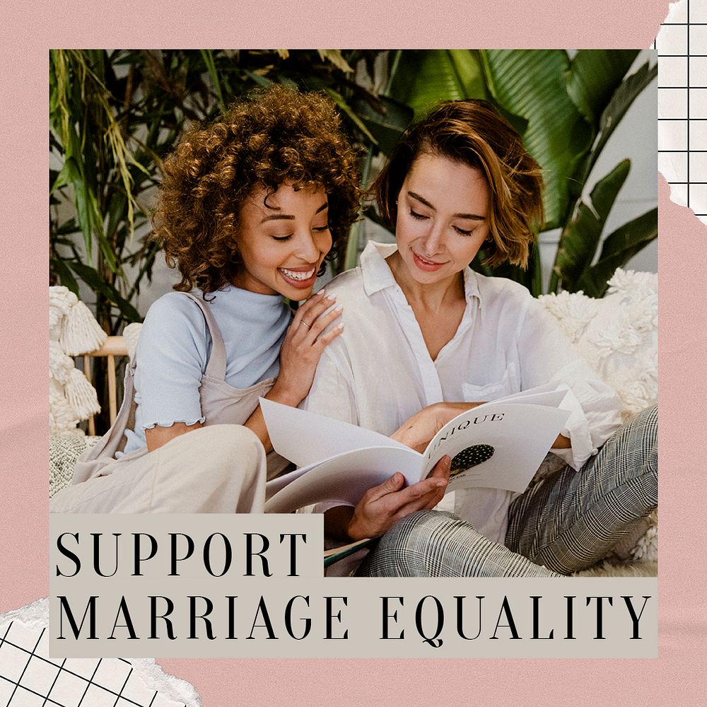 Marriage equality Instagram post template, Pride Month celebration psd