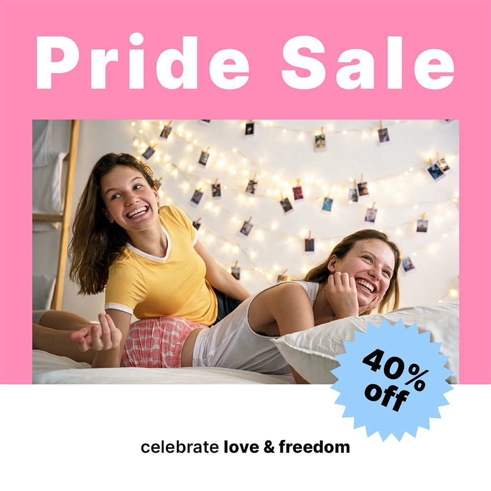 Pride sale Instagram post template, shopping ad campaign psd