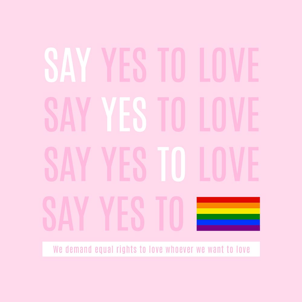 LGBTQ love Instagram post template, pink aesthetic design psd