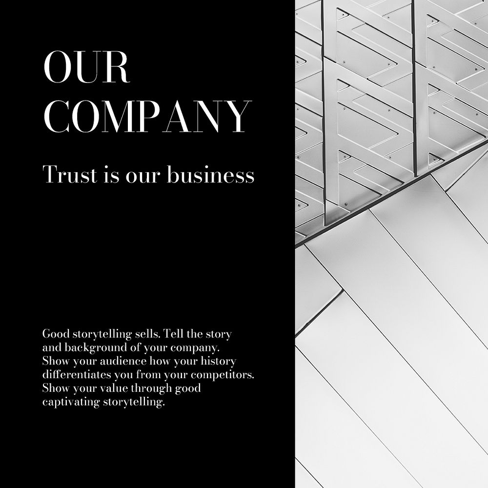 Company overview Instagram post template, black design psd