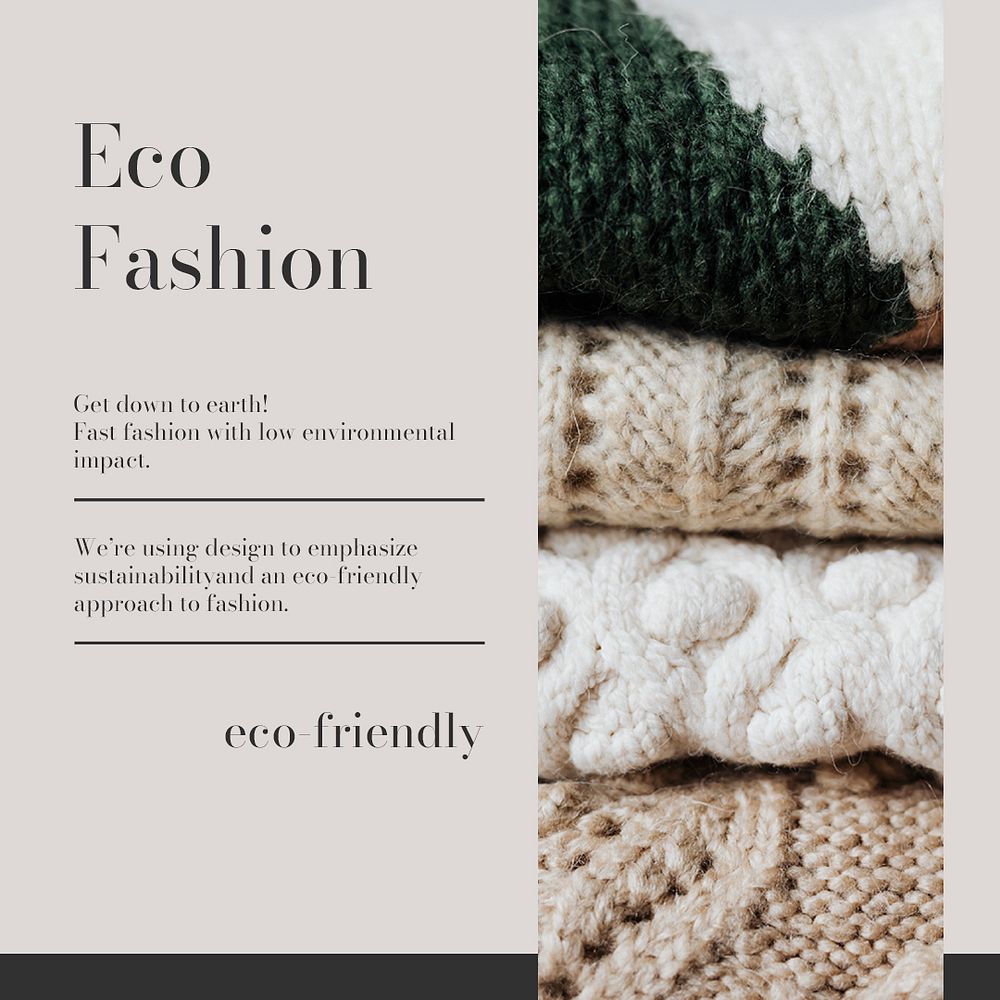 Eco fashion Instagram post template, sustainable apparel psd