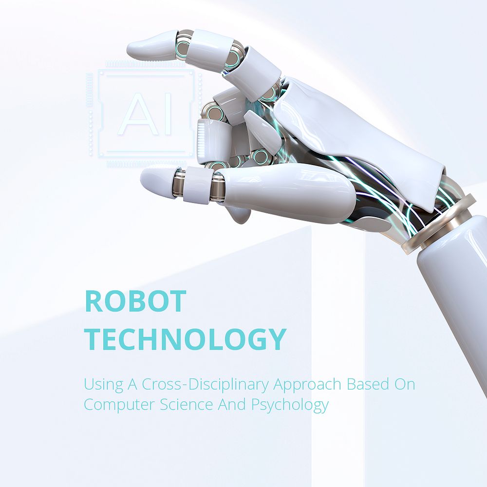 Robot technology Instagram post template, futuristic design psd