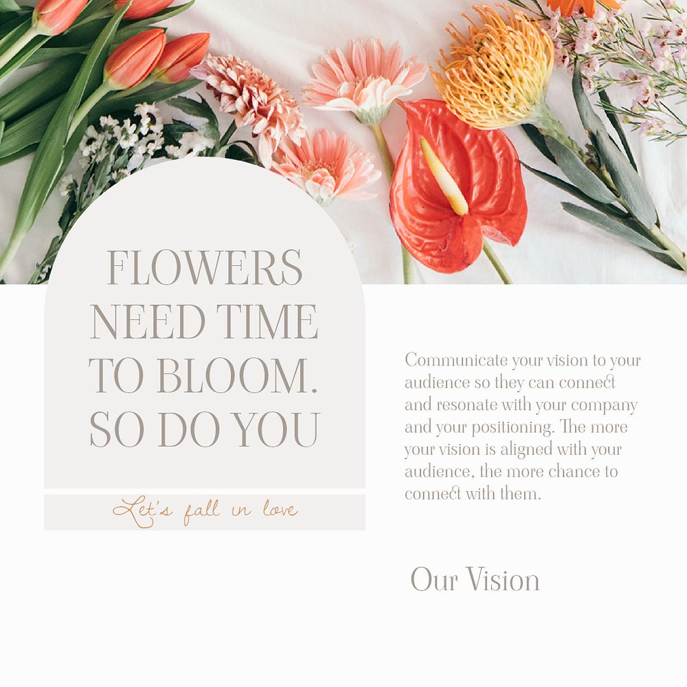 Spring flowers Instagram post template, business branding psd