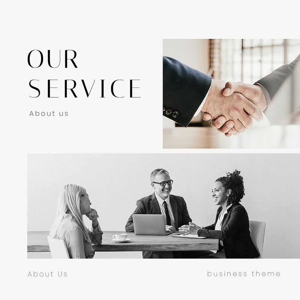 Business service Instagram post template, about us section psd