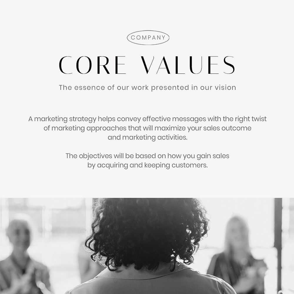 Business values Instagram post template, professional design psd