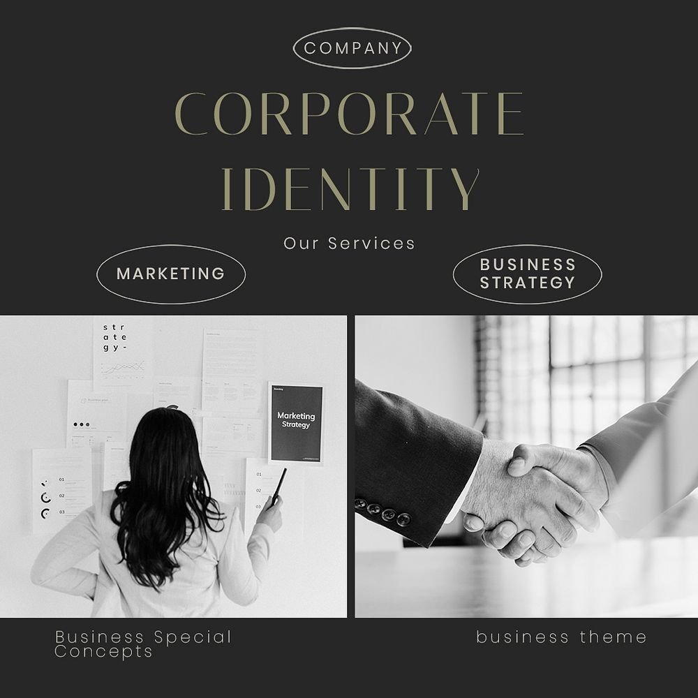 Corporate identity Instagram post template, business branding psd
