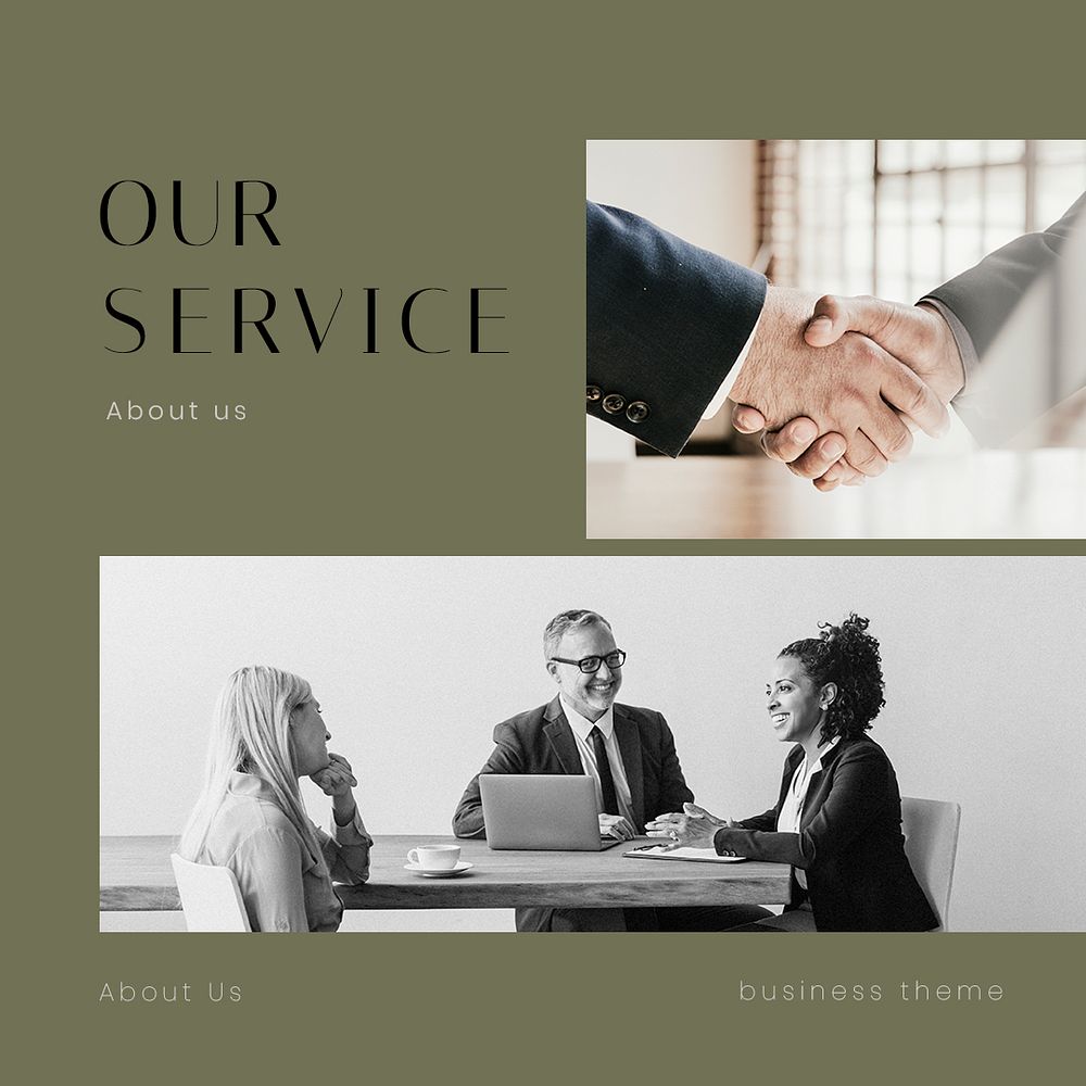 Business service Instagram post template, about us section psd