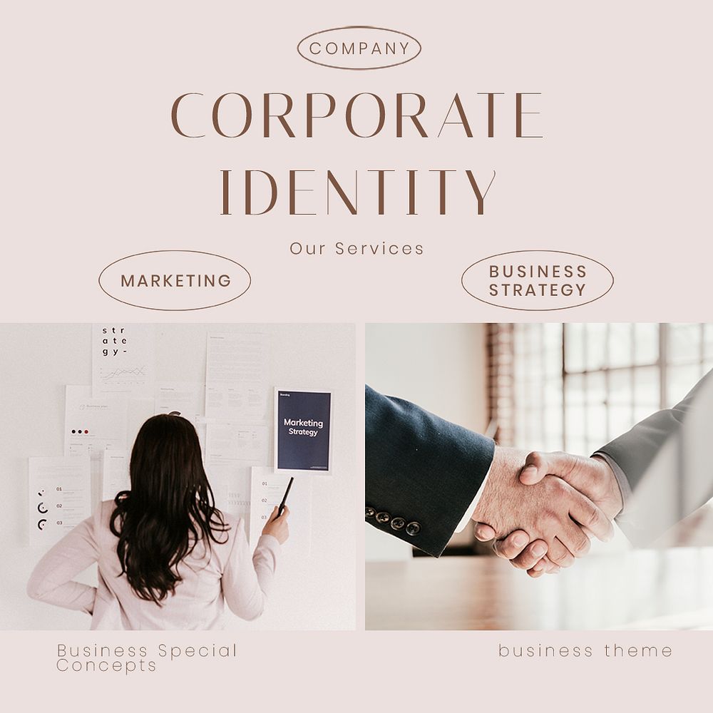Corporate identity Instagram post template, business branding psd