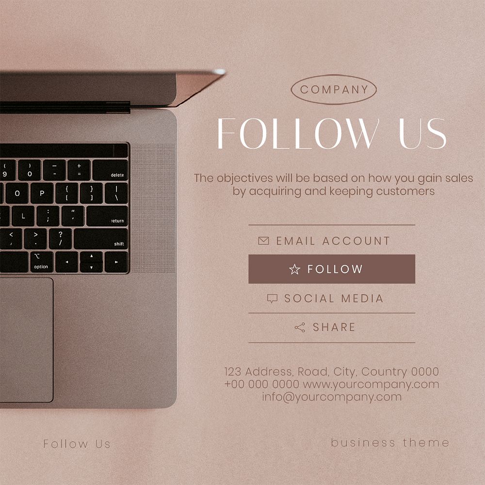 Follow us Instagram post template, business information psd