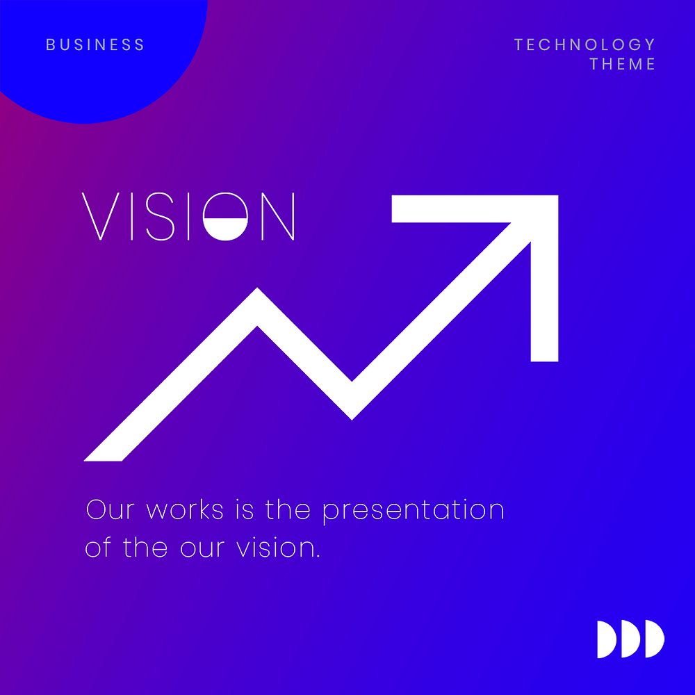 Business vision Instagram post template, neon design psd