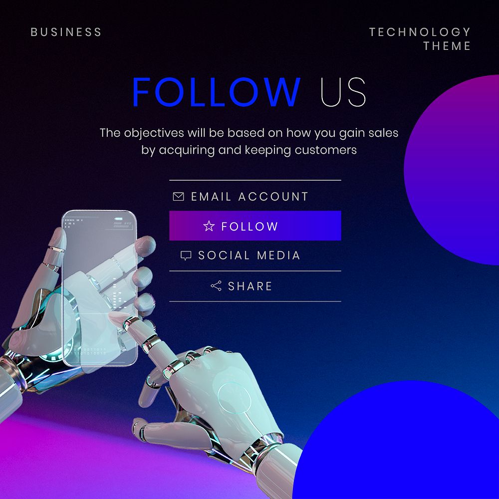 Follow us Instagram post template, tech business branding psd