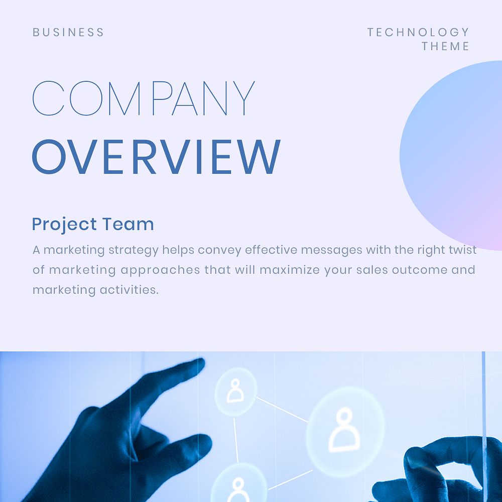 Company overview Instagram post template, tech business psd