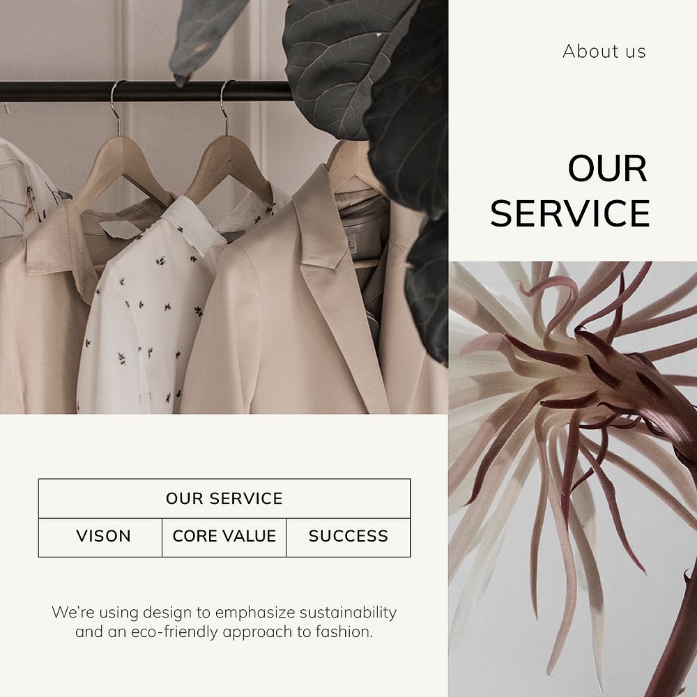 Fashion service Instagram post template, branding psd