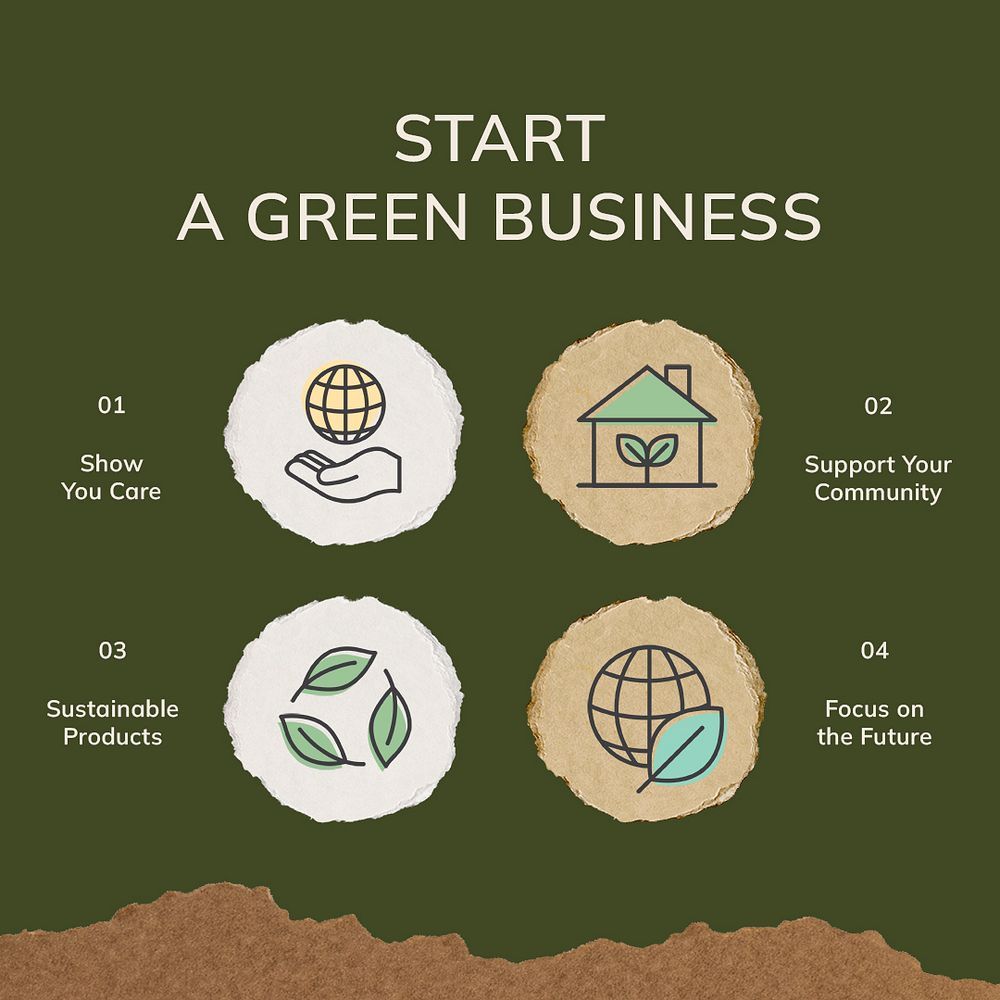 Green business Instagram post template, sustainable strategy psd