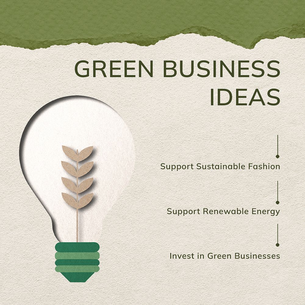 Green business Instagram post template, light bulb graphic psd