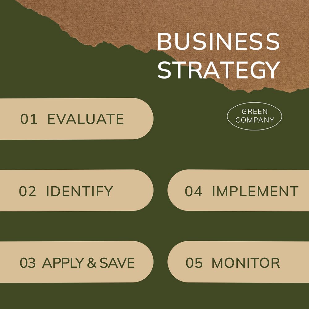 Business strategy Instagram post template, green environment design psd