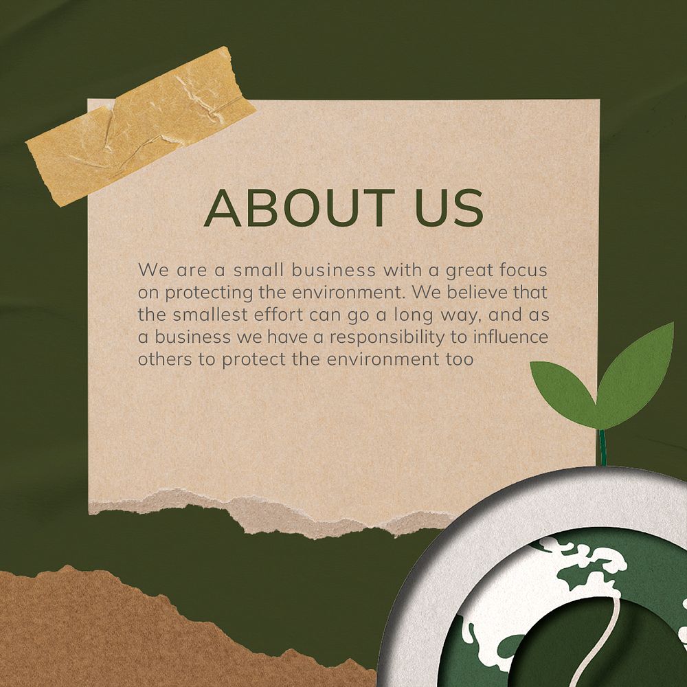 About us Instagram post template, ripped paper design psd