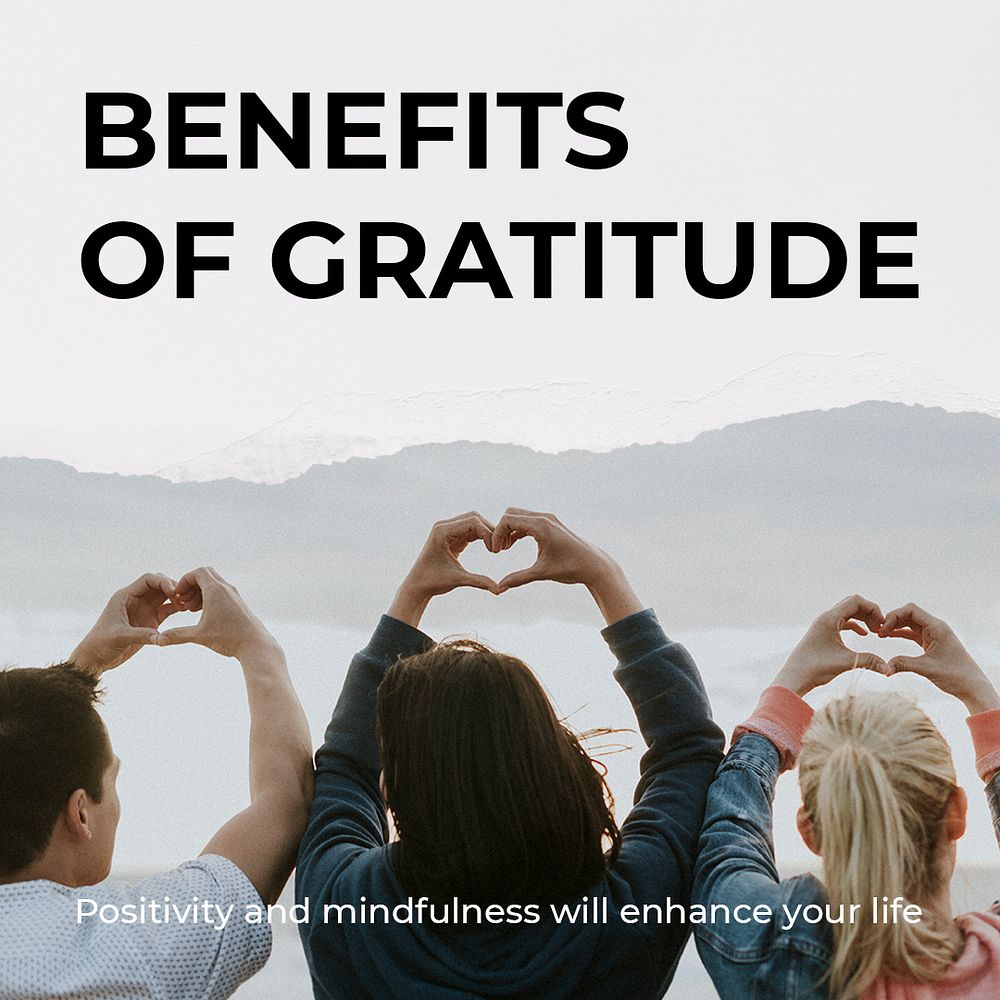 Gratitude, lifestyle Instagram ad template, editable social media post  psd