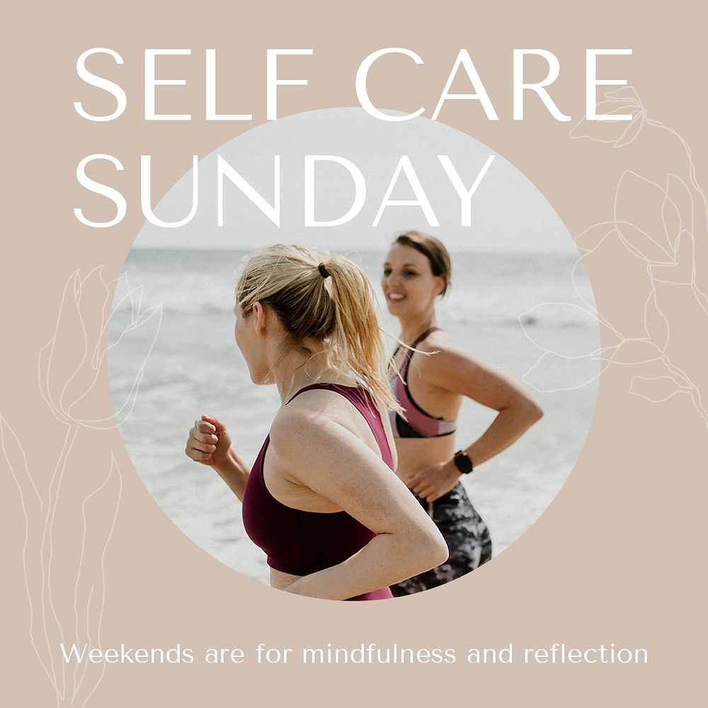 Self-care Sunday Instagram ad template, editable social media post  psd