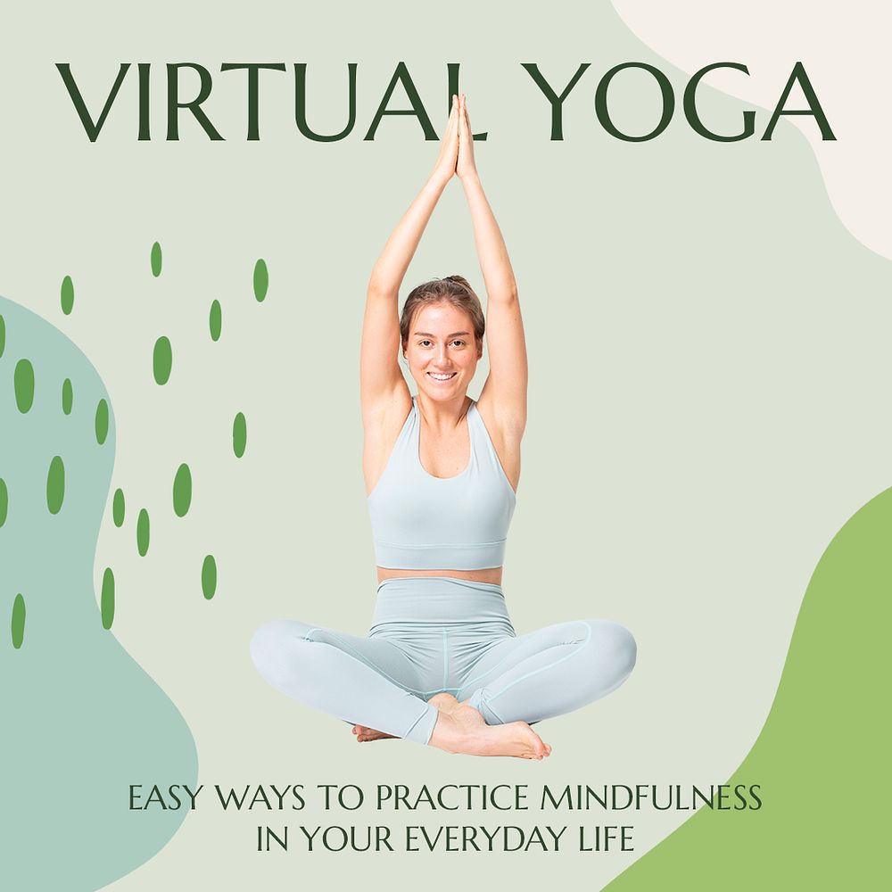Virtual yoga Instagram ad template, editable social media post  psd