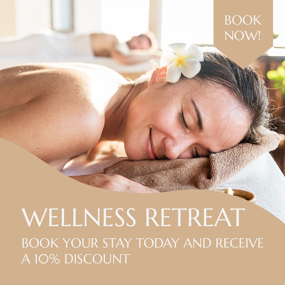 Wellness retreat Instagram ad template, editable social media post  psd