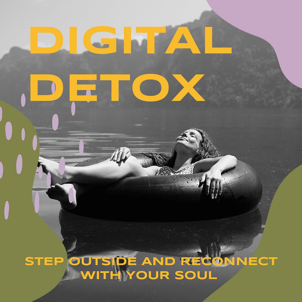 Digital detox Instagram ad template, editable social media post  psd