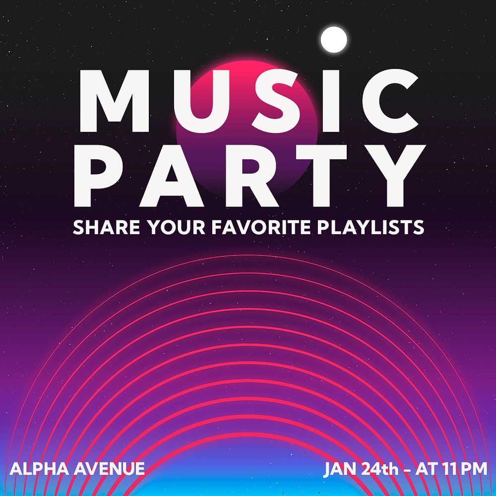 Music party Facebook post template, psd