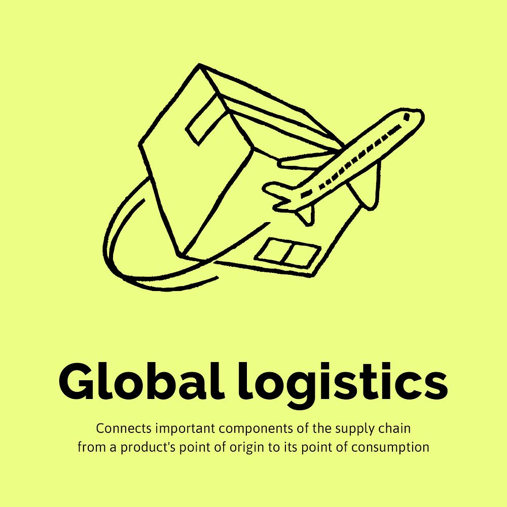 Global logistics Facebook post template, cute doodle psd