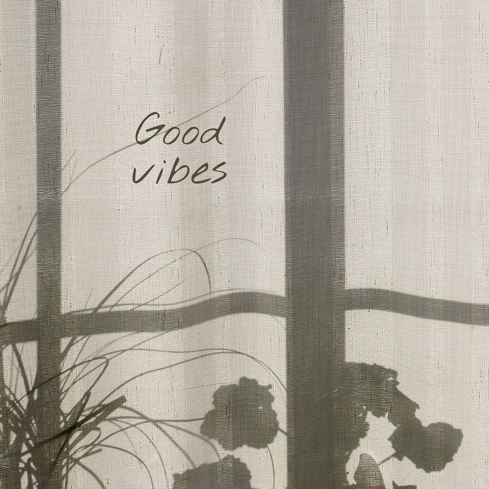 Good vibes Instagram post template, flower shadow aesthetic psd