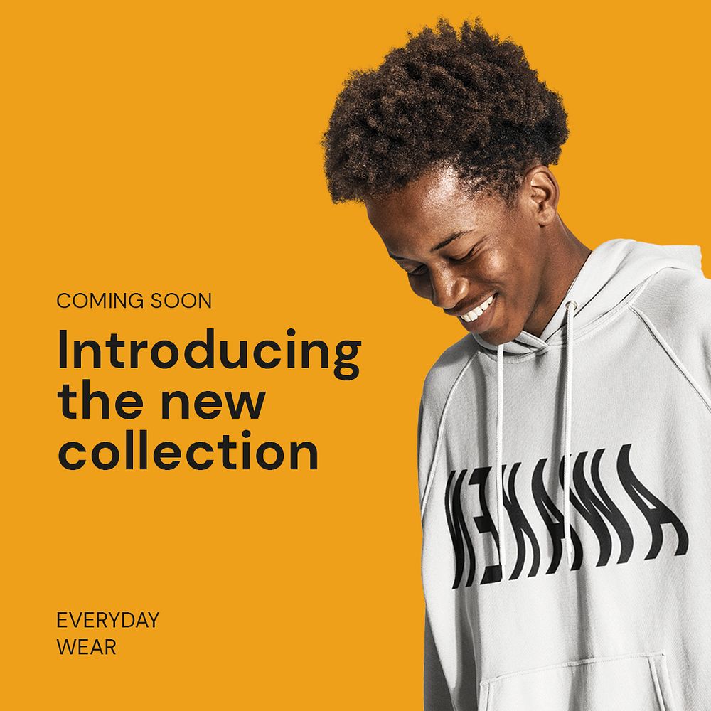 Men's apparel Instagram post template, yellow design psd