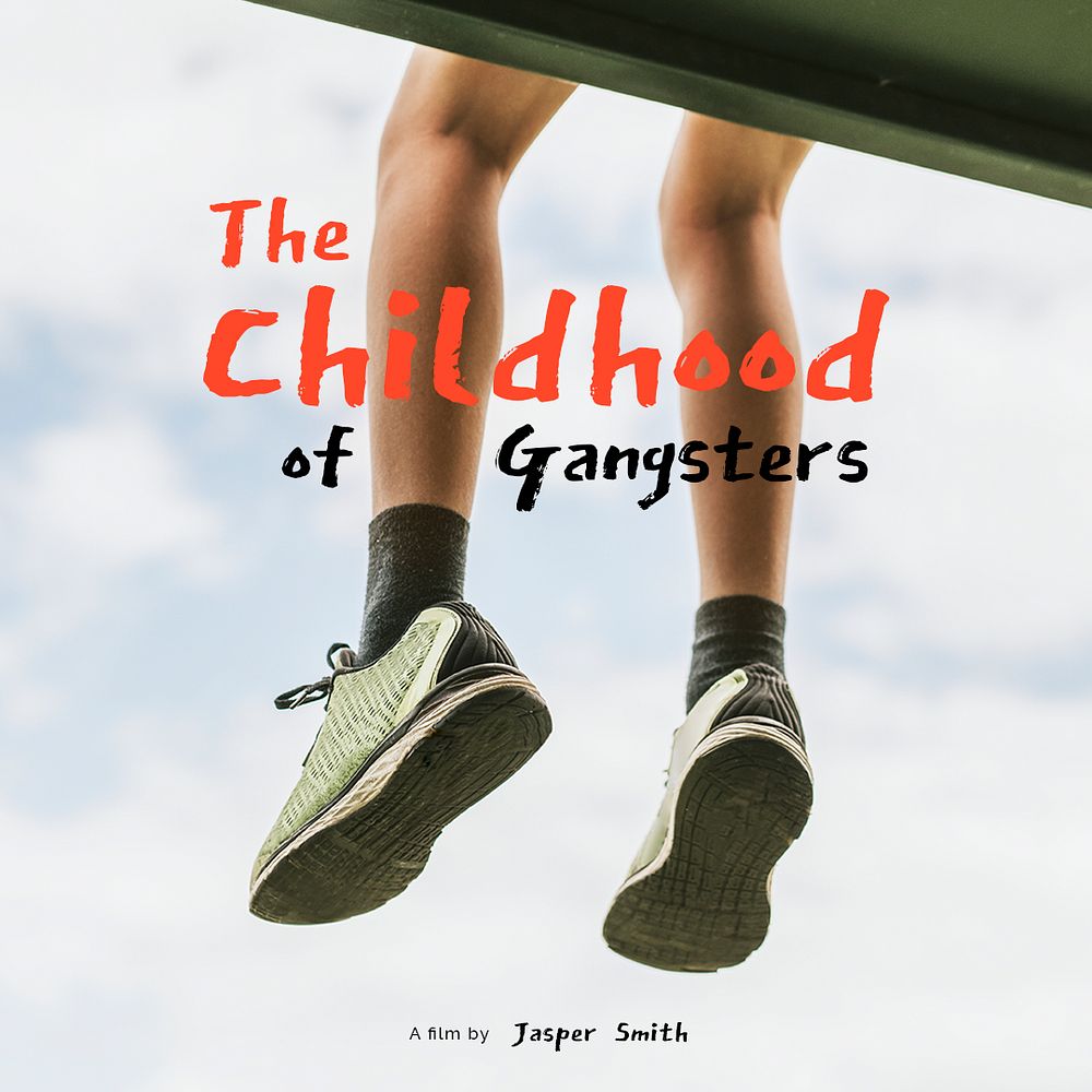 Childhood aesthetic Instagram post template, dangling feet with sneakers psd