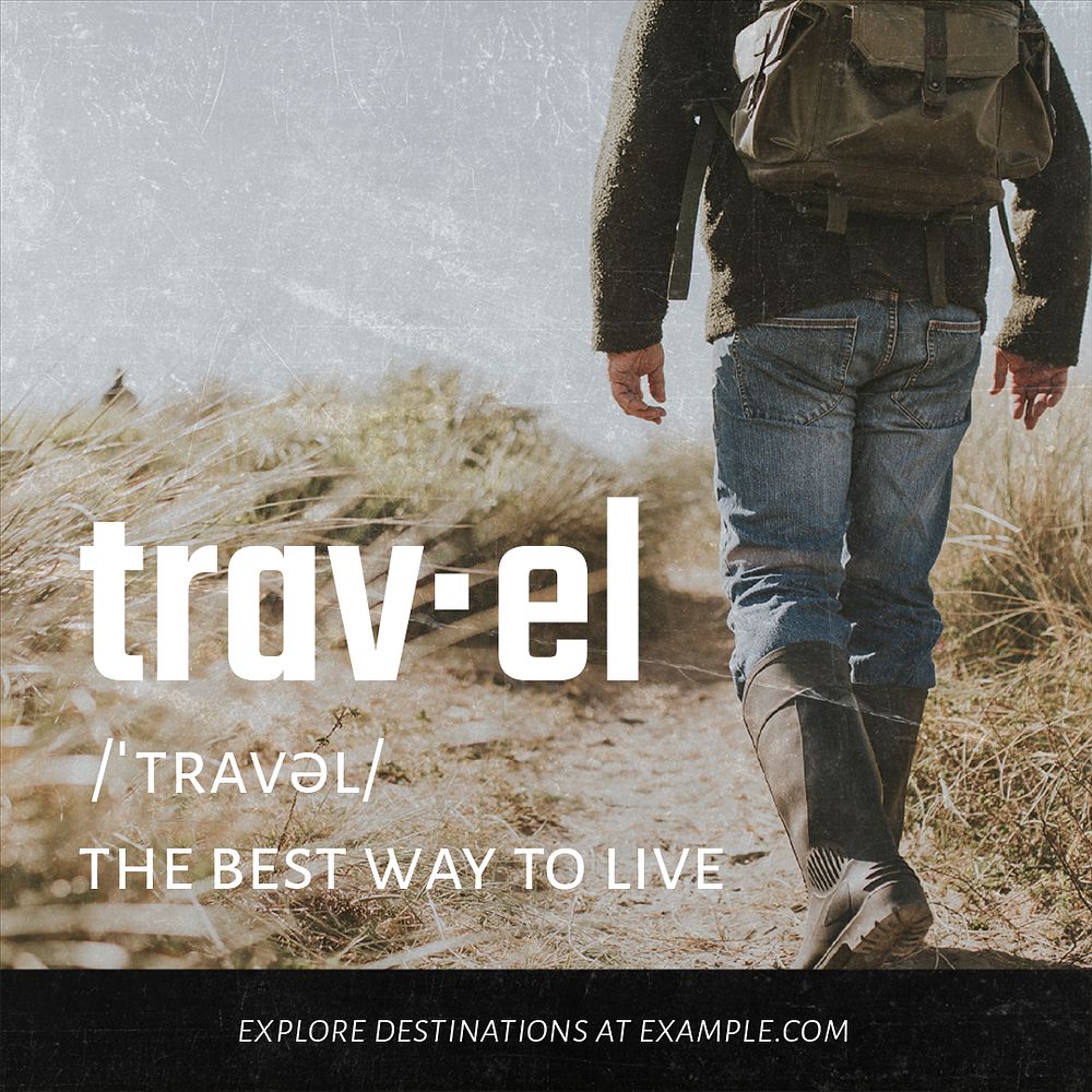 Solo travel  Facebook post template,  editable design  psd