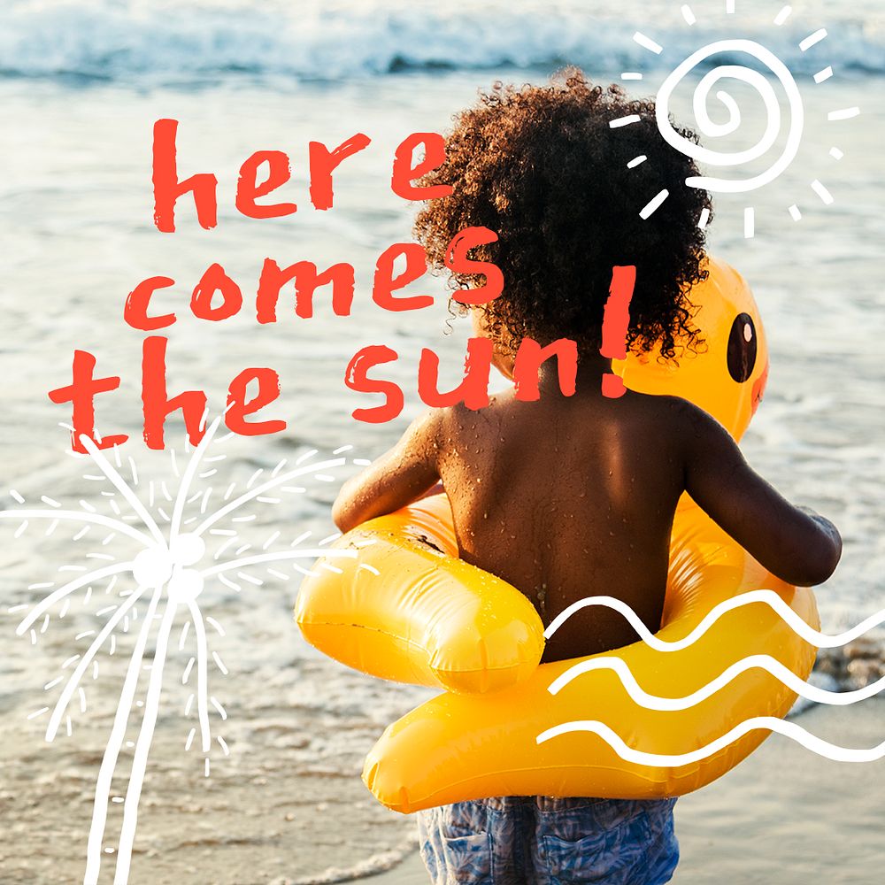 Beach travel  Facebook post template,  kid & summer psd