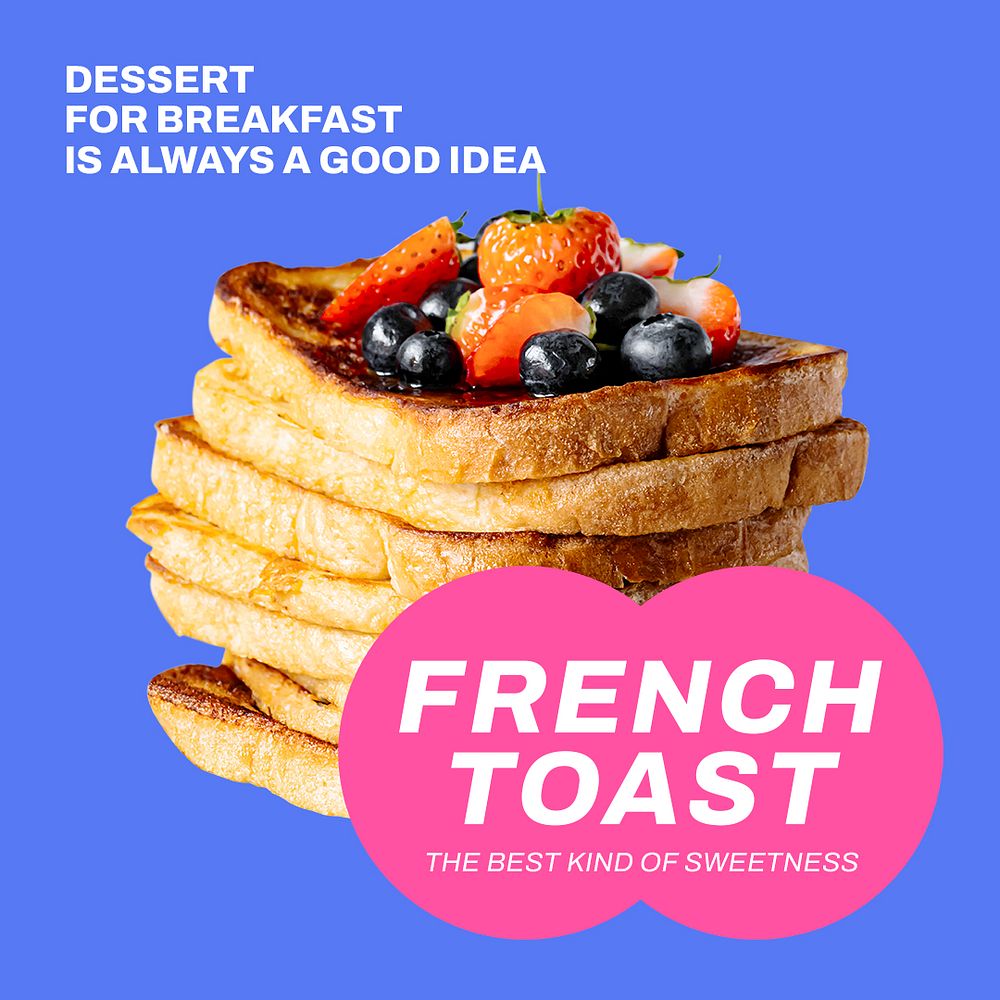 French toast Instagram post template, dessert for breakfast psd